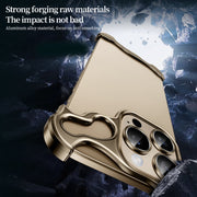 For iPhone 16 Frameless Metal Corner Pad Phone Case with Lens Film(Purple)