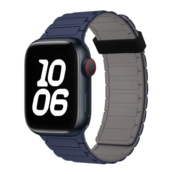 For Apple Watch Ultra 2 49mm Tri-beads Magnetic Hoop Silicone Watch Band(Indigo Grey)