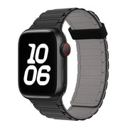 For Apple Watch Series 9 45mm Tri-beads Magnetic Hoop Silicone Watch Band(Black Grey)