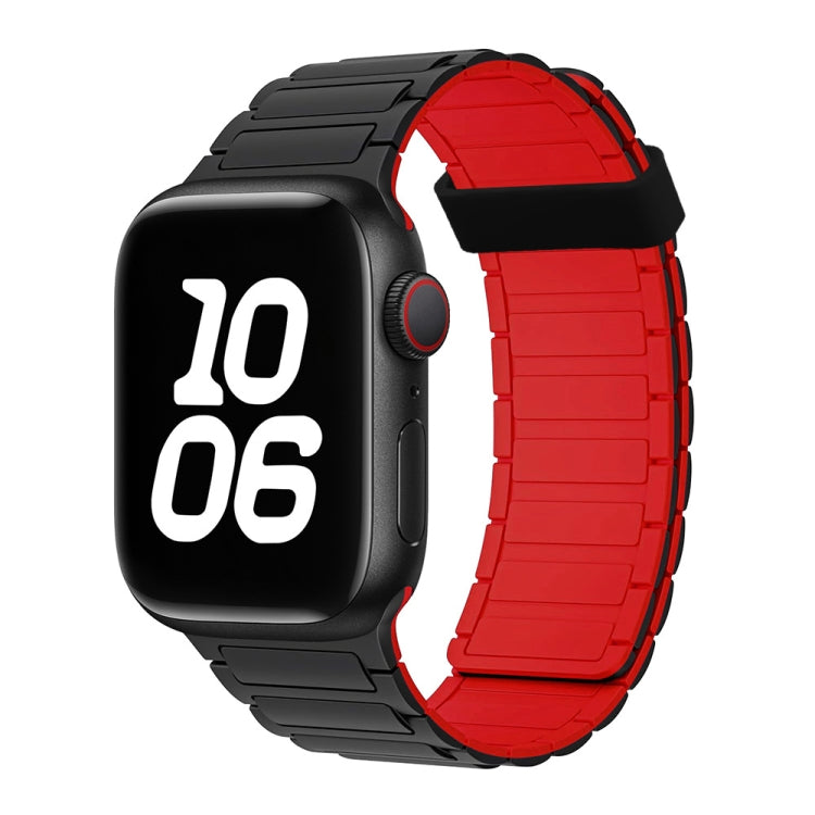 For Apple Watch SE 2022 40mm Tri-beads Magnetic Hoop Silicone Watch Band(Black Red) - free shipping - PMc TechLife - Order now!