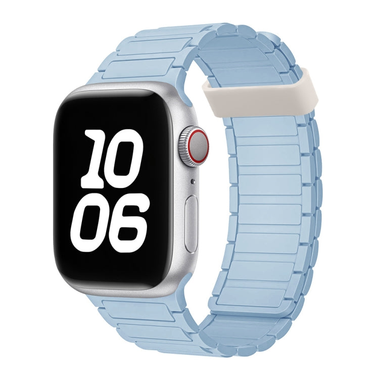For Apple Watch Series 7 45mm Tri-beads Magnetic Hoop Silicone Watch Band(Baby Blue)