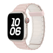 For Apple Watch Series 7 45mm Tri-beads Magnetic Hoop Silicone Watch Band(Pink Starlight)
