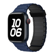 For Apple Watch SE 40mm Tri-beads Magnetic Hoop Silicone Watch Band(Dark Blue Black)