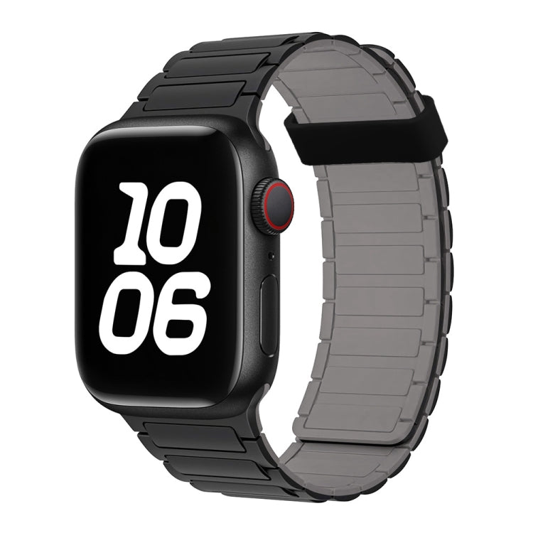 For Apple Watch Series 6 44mm Tri-beads Magnetic Hoop Silicone Watch Band(Black Grey) - free shipping - PMc TechLife - Order now!