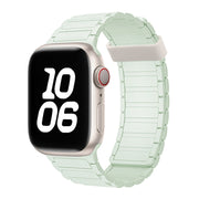 For Apple Watch Series 3 42mm Tri-beads Magnetic Hoop Silicone Watch Band(Light Mint)