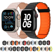 For Apple Watch Ultra 2 49mm Tri-beads Magnetic Hoop Silicone Watch Band(Black Grey)