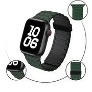For Apple Watch SE 44mm Tri-beads Magnetic Hoop Silicone Watch Band(Black)