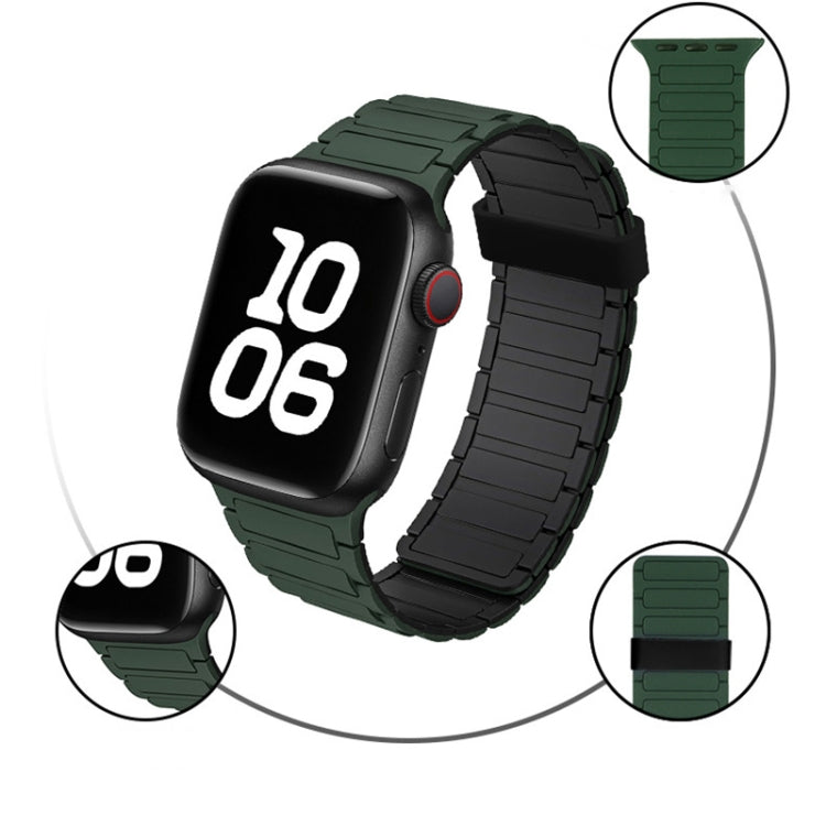 For Apple Watch Series 7 41mm Tri-beads Magnetic Hoop Silicone Watch Band(Bright Pink)