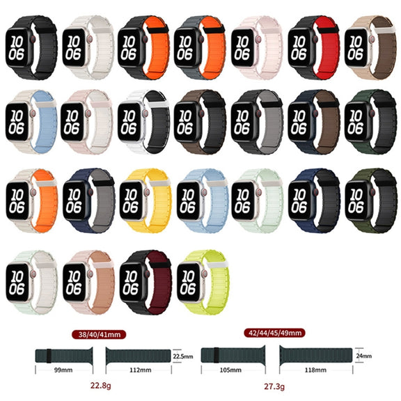 For Apple Watch Series 6 44mm Tri-beads Magnetic Hoop Silicone Watch Band(Starlight Orange)