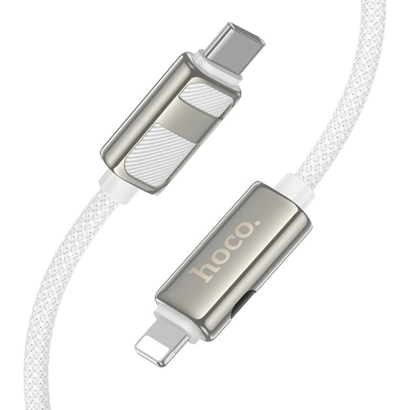hoco U137 USB-C / Type-C to 8 Pin Line PD Charging Data Cable with Display, Length:1.2m(Black)