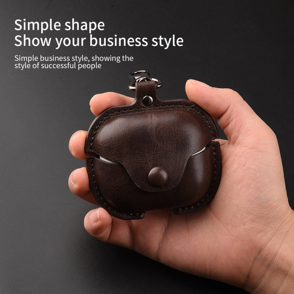 For Samsung Galaxy Buds 3 Business Leather Bluetooth Earphone Protective Case with Hook(Blue)