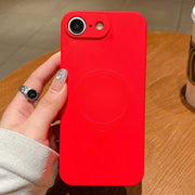 For iPhone 16e Solid Color Liquid Silicone MagSafe Magnetic Phone Case(Red)