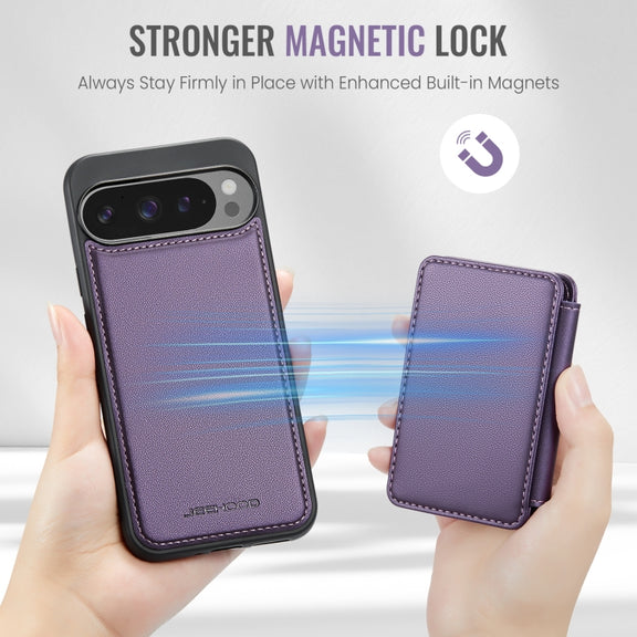 For Google Pixel 9 Pro XL JEEHOOD J05 Business Magnetic Style RFID Leather Phone Case(Purple)