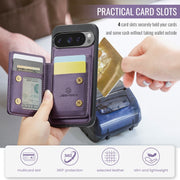 For Google Pixel 9 Pro XL JEEHOOD J05 Business Magnetic Style RFID Leather Phone Case(Purple)