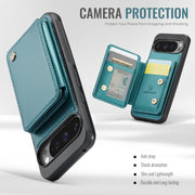 For Google Pixel 9 Pro XL JEEHOOD J05 Business Magnetic Style RFID Leather Phone Case(Blue Green)