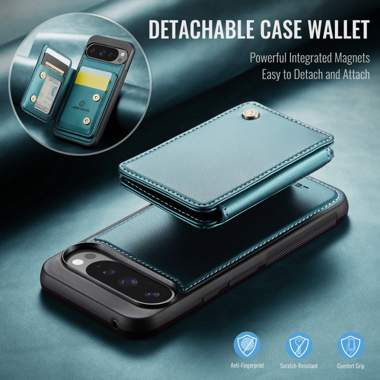 For Google Pixel 9 Pro XL JEEHOOD J05 Business Magnetic Style RFID Leather Phone Case(Blue Green)