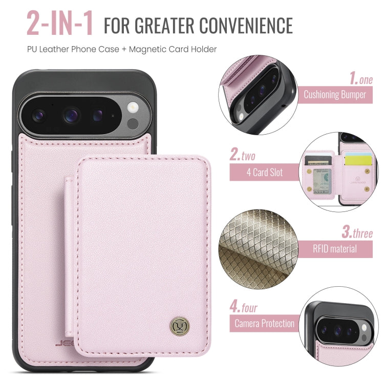 For Google Pixel 9 Pro XL JEEHOOD J05 Business Magnetic Style RFID Leather Phone Case(Pink)