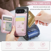 For Google Pixel 9 Pro XL JEEHOOD J05 Business Magnetic Style RFID Leather Phone Case(Pink)