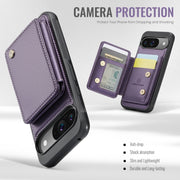 For Google Pixel 9 / 9 Pro JEEHOOD J05 Business Magnetic Style RFID Leather Phone Case(Purple)