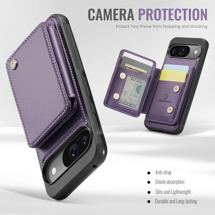 For Google Pixel 9 / 9 Pro JEEHOOD J05 Business Magnetic Style RFID Leather Phone Case(Purple)