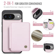 For Google Pixel 9 / 9 Pro JEEHOOD J05 Business Magnetic Style RFID Leather Phone Case(Pink)