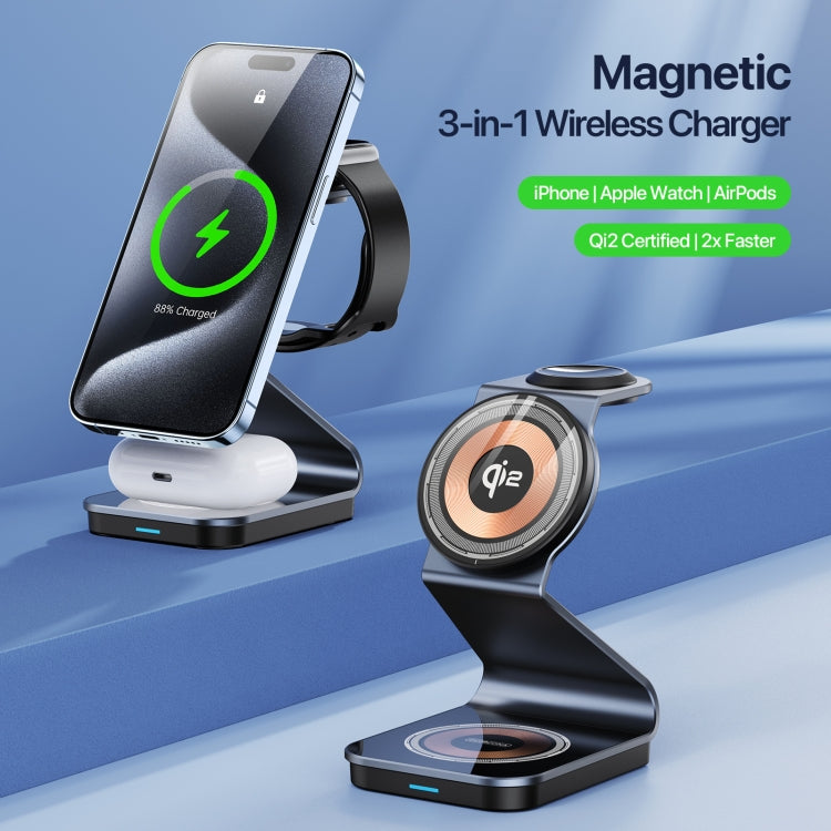 DUZZONA W21 Qi2 15W 3 in 1 Magnetic Wireless Charger Stand(Black) - free shipping - PMC Jewellery - Order now!