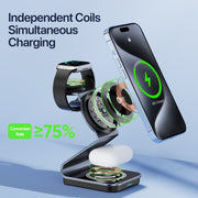 DUZZONA W21 Qi2 15W 3 in 1 Magnetic Wireless Charger Stand(Black)