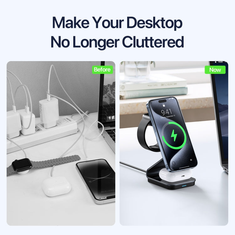 DUZZONA W21 Qi2 15W 3 in 1 Magnetic Wireless Charger Stand(Black) - free shipping - PMC Jewellery - Order now!