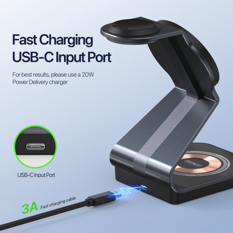 DUZZONA W21 Qi2 15W 3 in 1 Magnetic Wireless Charger Stand(Black) - free shipping - PMC Jewellery - Order now!