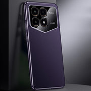 For Redmi K70 Champion First Layer Cowhide Leather Electroplated PC Phone Case(Dark Purple)