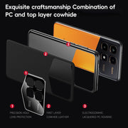 For Redmi K70 Champion First Layer Cowhide Leather Electroplated PC Phone Case(White)