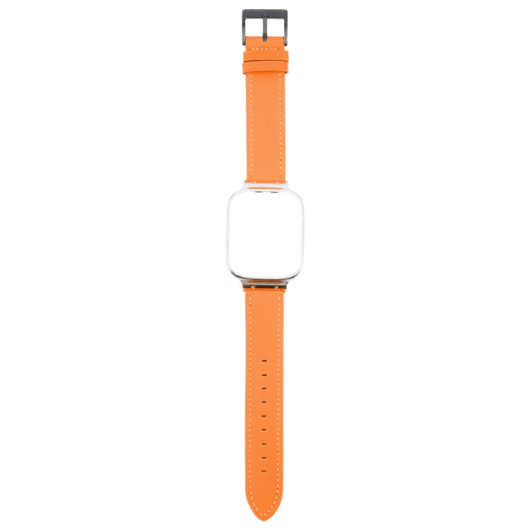 For Redmi Watch 3 Lite Metal Frame Integrated Leather Watch Band(Brown)