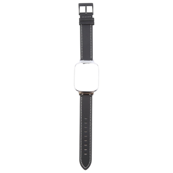 For Redmi Watch 3 Lite Metal Frame Integrated Leather Watch Band(Black)