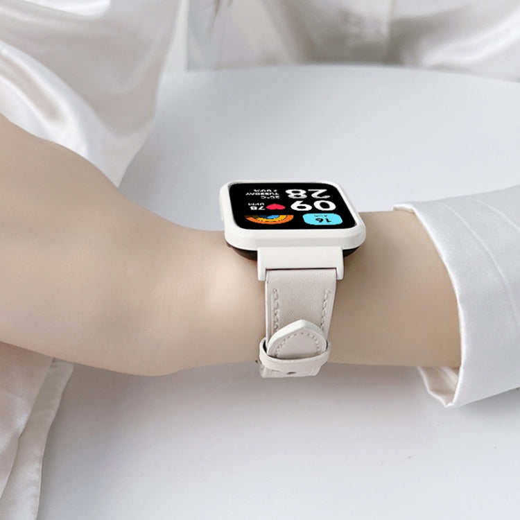 For Redmi Watch 3 Lite Metal Frame Integrated Leather Watch Band(Yellow) - Watch Bands by PMc TechLife | Online Shopping South Africa | PMc TechLife | Buy Now Pay Later Mobicred