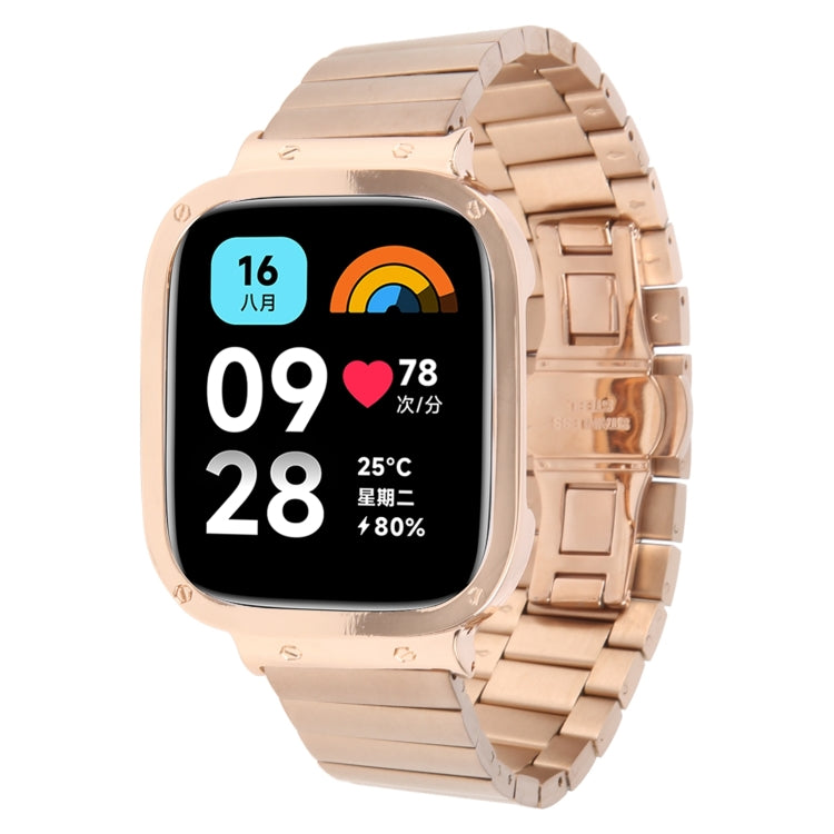 For Redmi Watch 3 Lite Frame Integrated One-bead Stainless Steel Watch Band(Rose Gold) - free shipping - PMc TechLife - Order now!