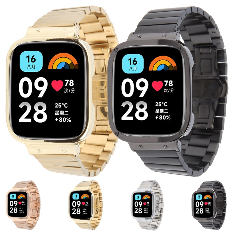 For Redmi Watch 3 Lite Frame Integrated One-bead Stainless Steel Watch Band(Silver)