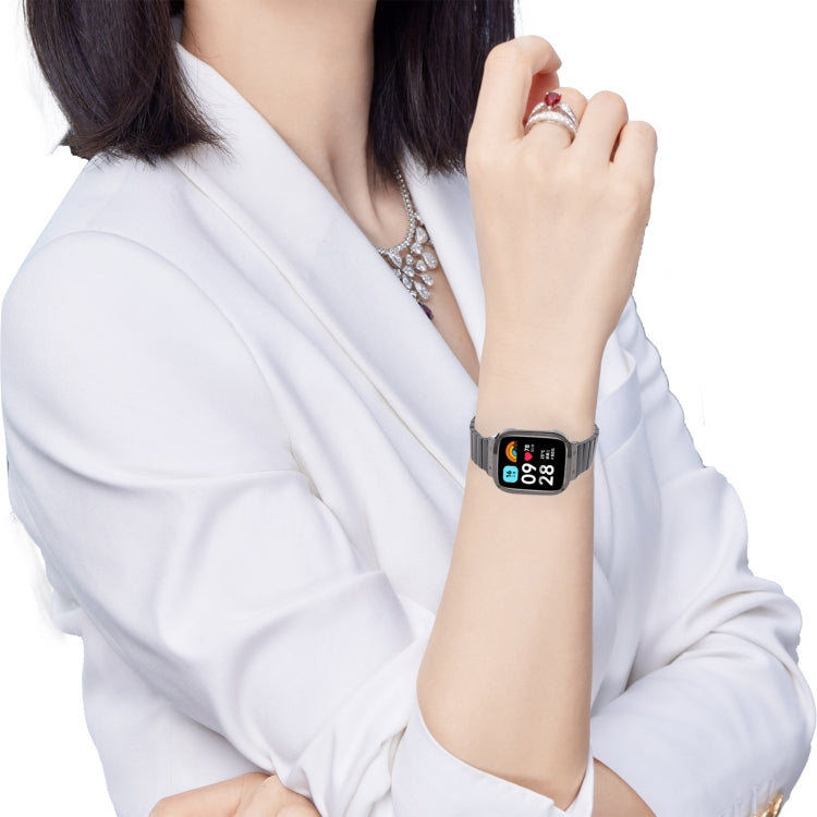 For Redmi Watch 3 Lite Frame Integrated One-bead Stainless Steel Watch Band(Silver)