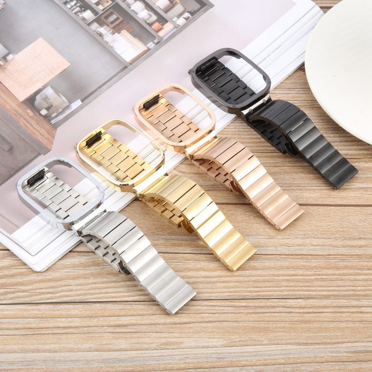 For Redmi Watch 3 Lite Frame Integrated One-bead Stainless Steel Watch Band(Black)