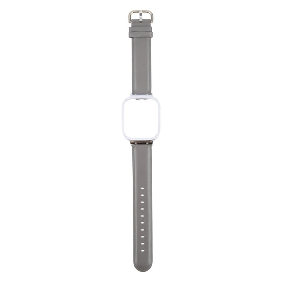 For Redmi Watch 3 Lite Metal Frame Integrated Genuine Leather Watch Band(Grey)