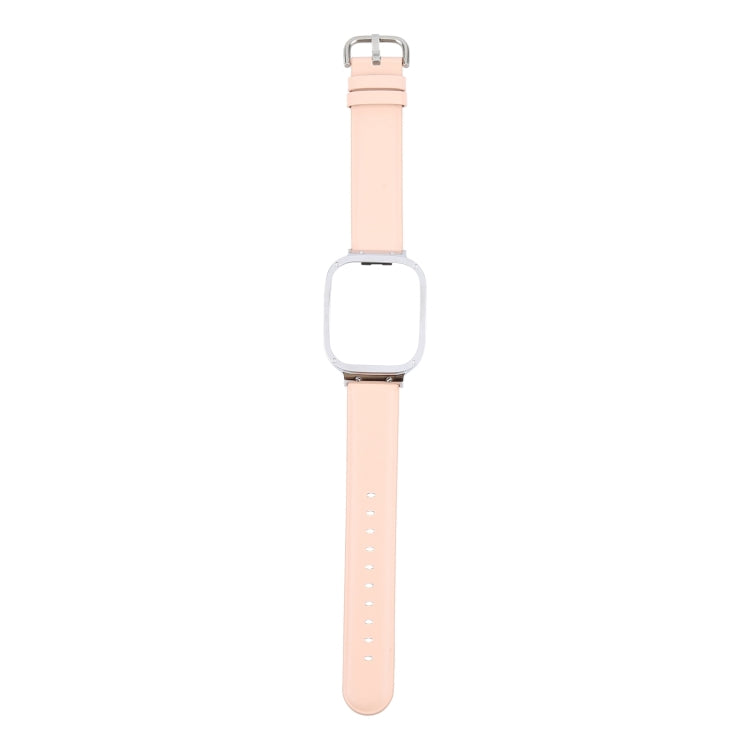 For Redmi Watch 3 Lite Metal Frame Integrated Genuine Leather Watch Band(Pink) - free shipping - PMc TechLife - Order now!