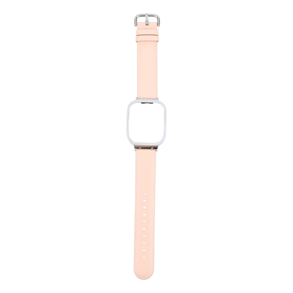 For Redmi Watch 3 Lite Metal Frame Integrated Genuine Leather Watch Band(Pink)