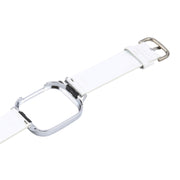 For Redmi Watch 3 Lite Metal Frame Integrated Genuine Leather Watch Band(White)