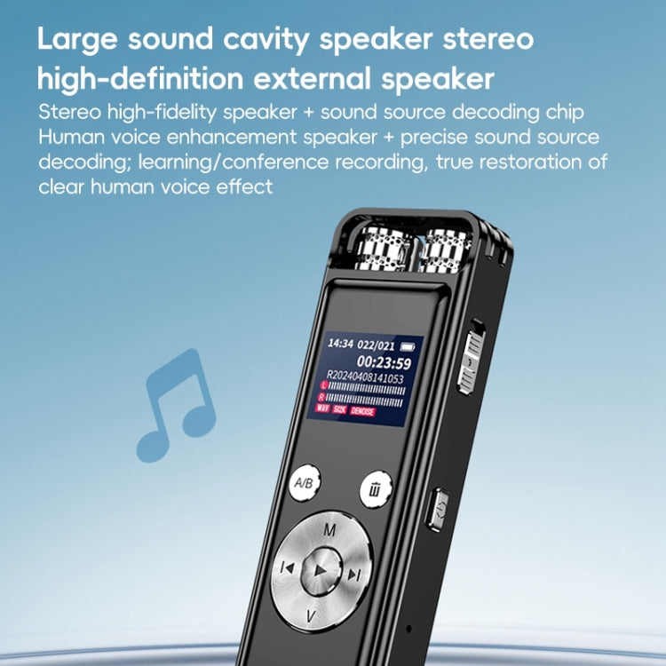 ZD43B Omnidirectional Dual Mic Smart Noise Reduction Voice Recorder, Memory:64GB(Black)