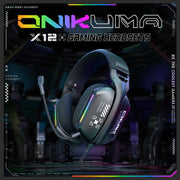 ONIKUMA X12 USB /  3.5mm Wired RGB Light Gaming Headset with Mic, Cable length: 2.2m(Black)