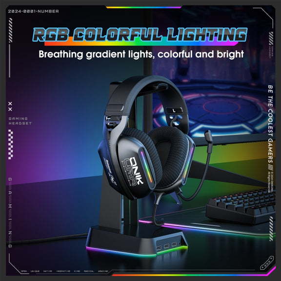 ONIKUMA X12 USB /  3.5mm Wired RGB Light Gaming Headset with Mic, Cable length: 2.2m(Black)