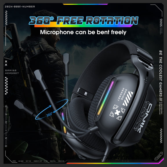 ONIKUMA X12 USB /  3.5mm Wired RGB Light Gaming Headset with Mic, Cable length: 2.2m(Black)