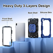 For Huawei Matepad SE 11 2024 Contrast Color Robot Silicone Hybrid PC Tablet Case(Navy Black)