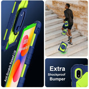 For Huawei Matepad SE 11 2024 Contrast Color Robot Silicone Hybrid PC Tablet Case(Navy Yellow Green)