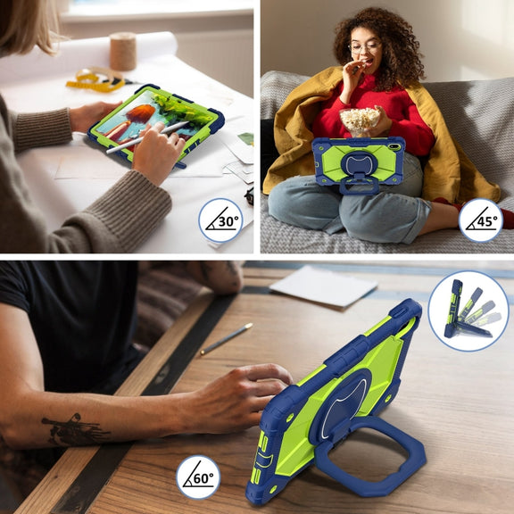 For Huawei Matepad SE 11 2024 Contrast Color Robot Silicone Hybrid PC Tablet Case(Navy Yellow Green)