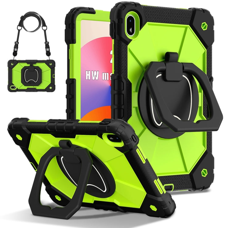 For Huawei Matepad SE 11 2024 Contrast Color Robot Silicone Hybrid PC Tablet Case(Black Yellow Green) - Huawei by PMC Jewellery | Online Shopping South Africa | PMC Jewellery | Buy Now Pay Later Mobicred